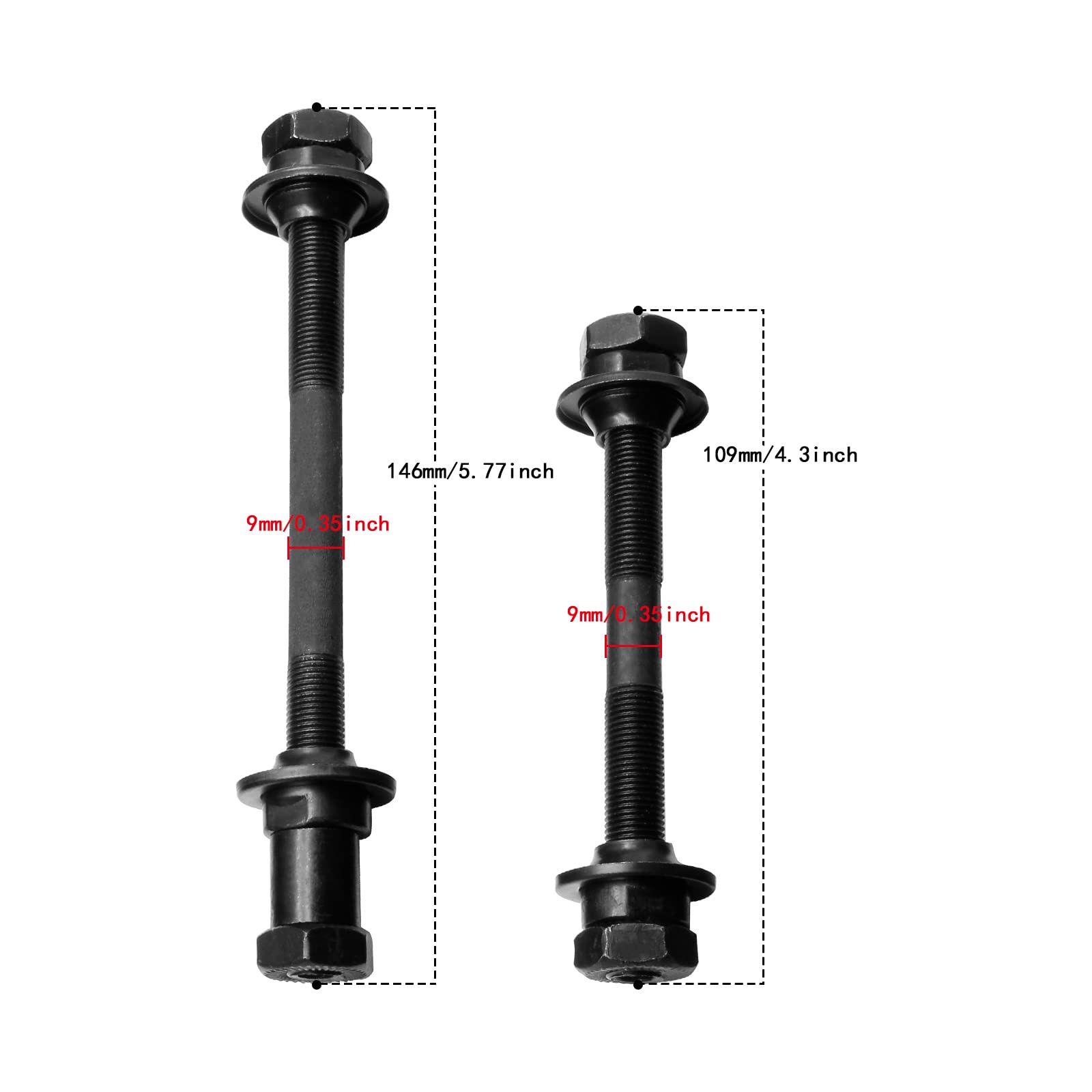 Moicstiy 1Pair Steel Axles Hollow Hub Shaft Black Quick Release Bike Axle Front and Rear Axle Kit for Mountain Bike (109/146mm, 2Pcs)