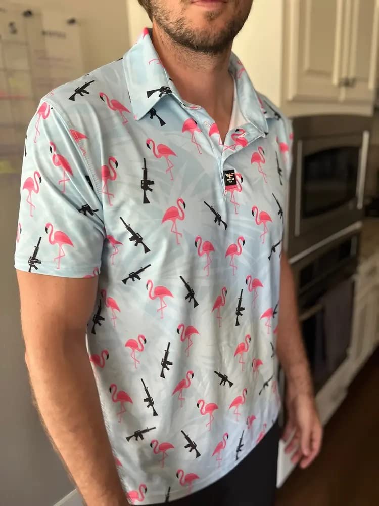 Armed Flamingo Golf Polo Shirt - 2XL