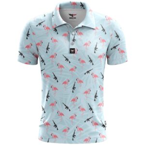 Armed Flamingo Golf Polo Shirt - 2XL