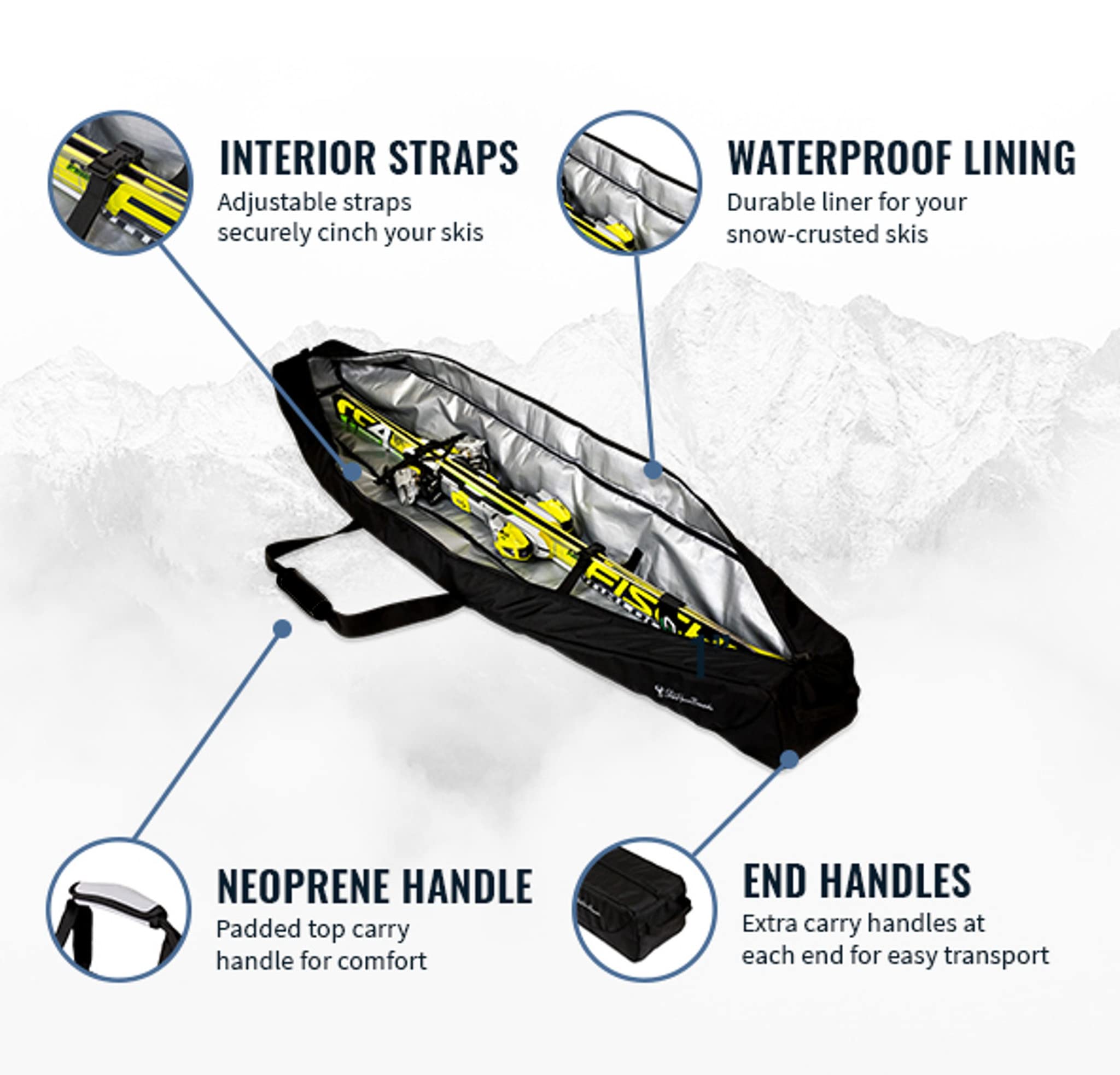 StoreYourBoard Mountain Essential Ski Travel Bag, Water Resistant Carry Case