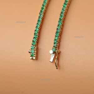 Jewel Square 1.8mm Emerald Tennis Choker Layered Chain Necklace In 925 Starling Silver Gold (Plated) 16"