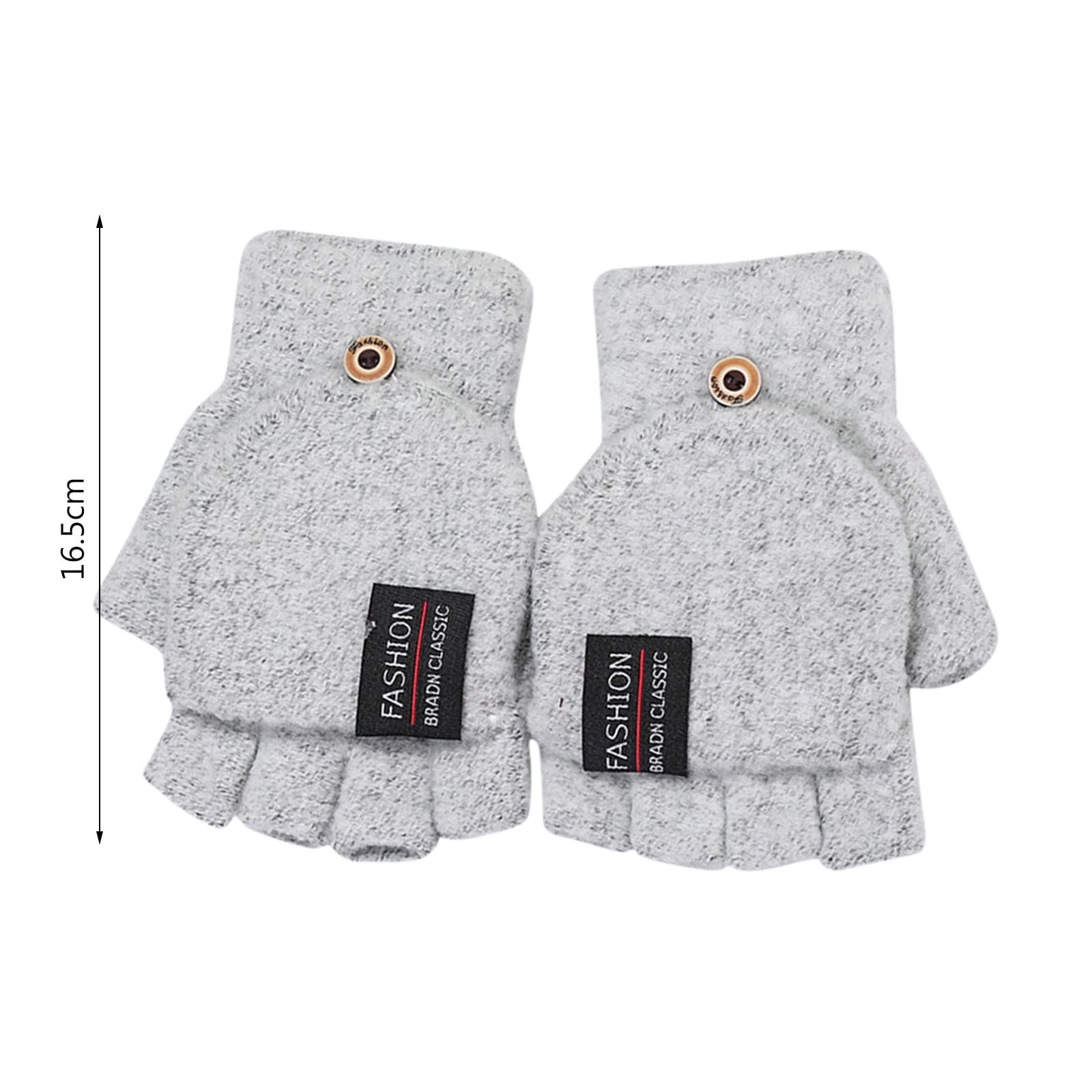 Knitted Warm Convertible Flip Mittens Top Fingerless Men Winter Gloves Men Gloves Womens Ski Mittens (Light Blue, A)