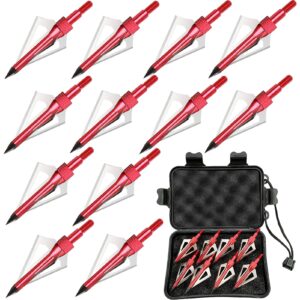 fixed blades stainless steel hunting broadheads 3 blades (pack of 12)，arrow tips with standard screw-in head for crossbow compound recurve bow bow archery hunting