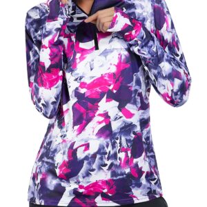 Tanst Sky SPF Shirts for Women Long Sleeve, Quarter Zip Pullover Yoga Jackets Fashion Ladies Workout Athletic Tops Running Hiking Activewear Tie Dye X-Large