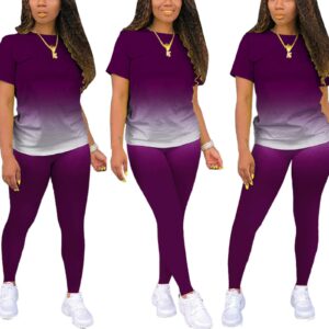 DvaeMalligo Women's Casual Outfits 2 Piece Sweatsuits and Sweatpants Workout Sets Plus Size(Purple,3XL)