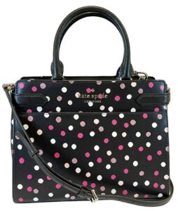 kate spade staci medium satchel glimmer dot glitter shoulder bag in black multi