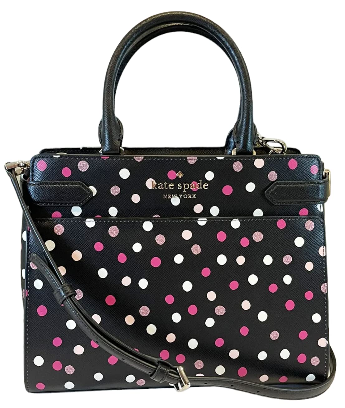 Kate Spade Staci Medium Satchel Glimmer Dot Glitter Shoulder Bag In Black Multi