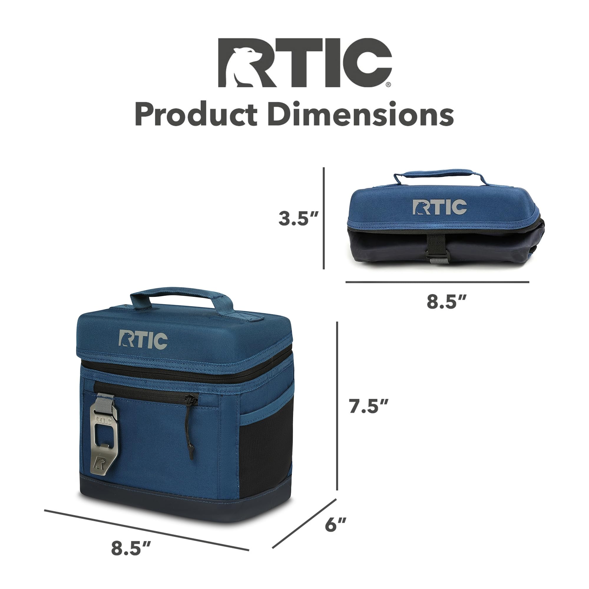 RTIC 6 Can Everyday Cooler, Soft Sided Portable Insulated Cooling for Lunch, Beach, Drink, Beverage, Travel, Camping, Picnic, for Men and Women, Navy