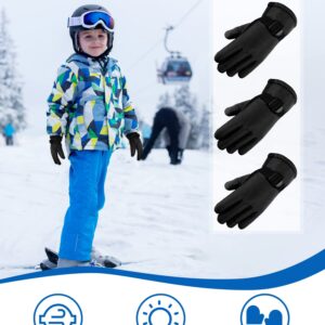 12 Pairs Kids Ski Gloves Winter Gloves Snow Gloves for Kids Waterproof Gloves Kids Warm Children Gloves Bulk (Black, 8-12 Years)