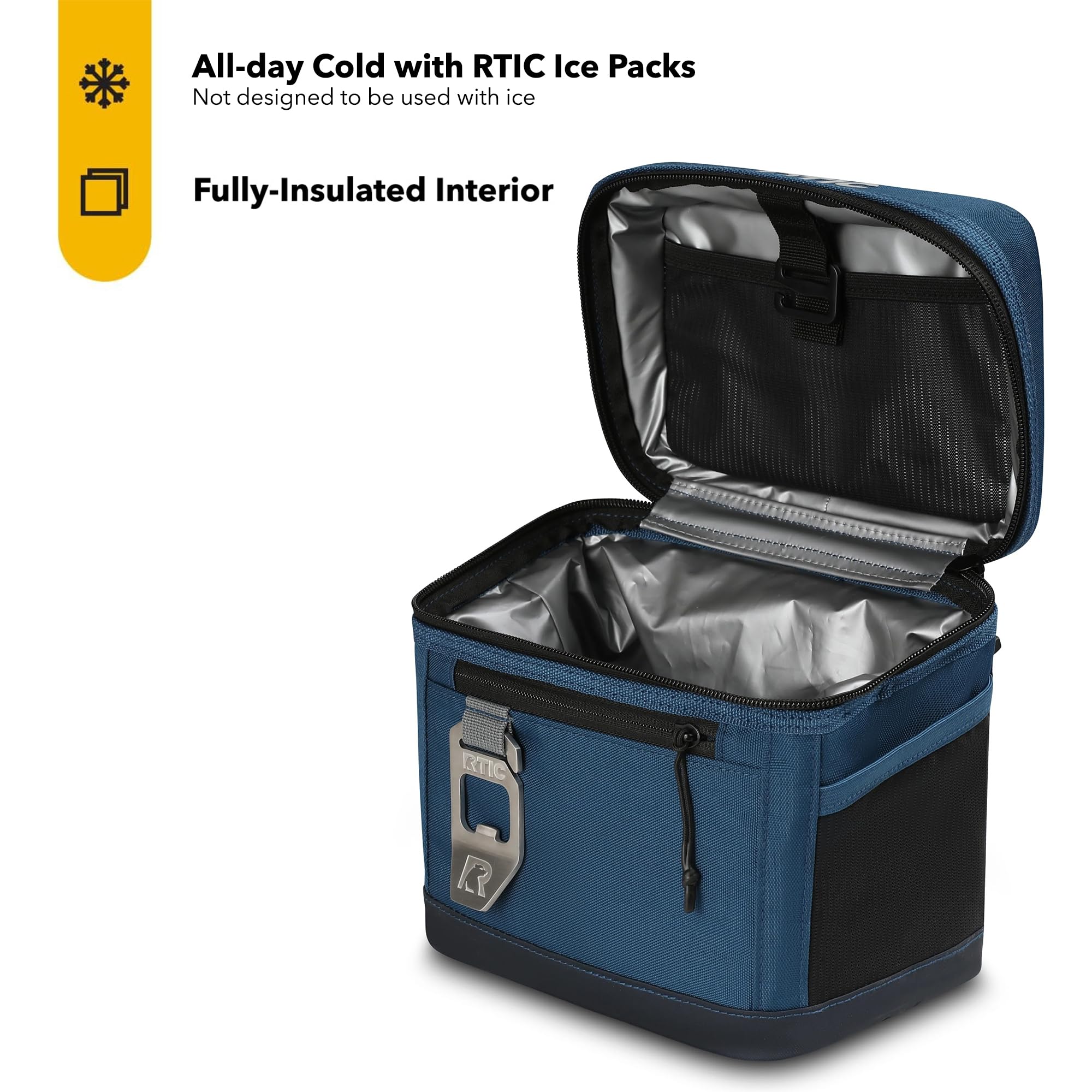 RTIC 6 Can Everyday Cooler, Soft Sided Portable Insulated Cooling for Lunch, Beach, Drink, Beverage, Travel, Camping, Picnic, for Men and Women, Navy