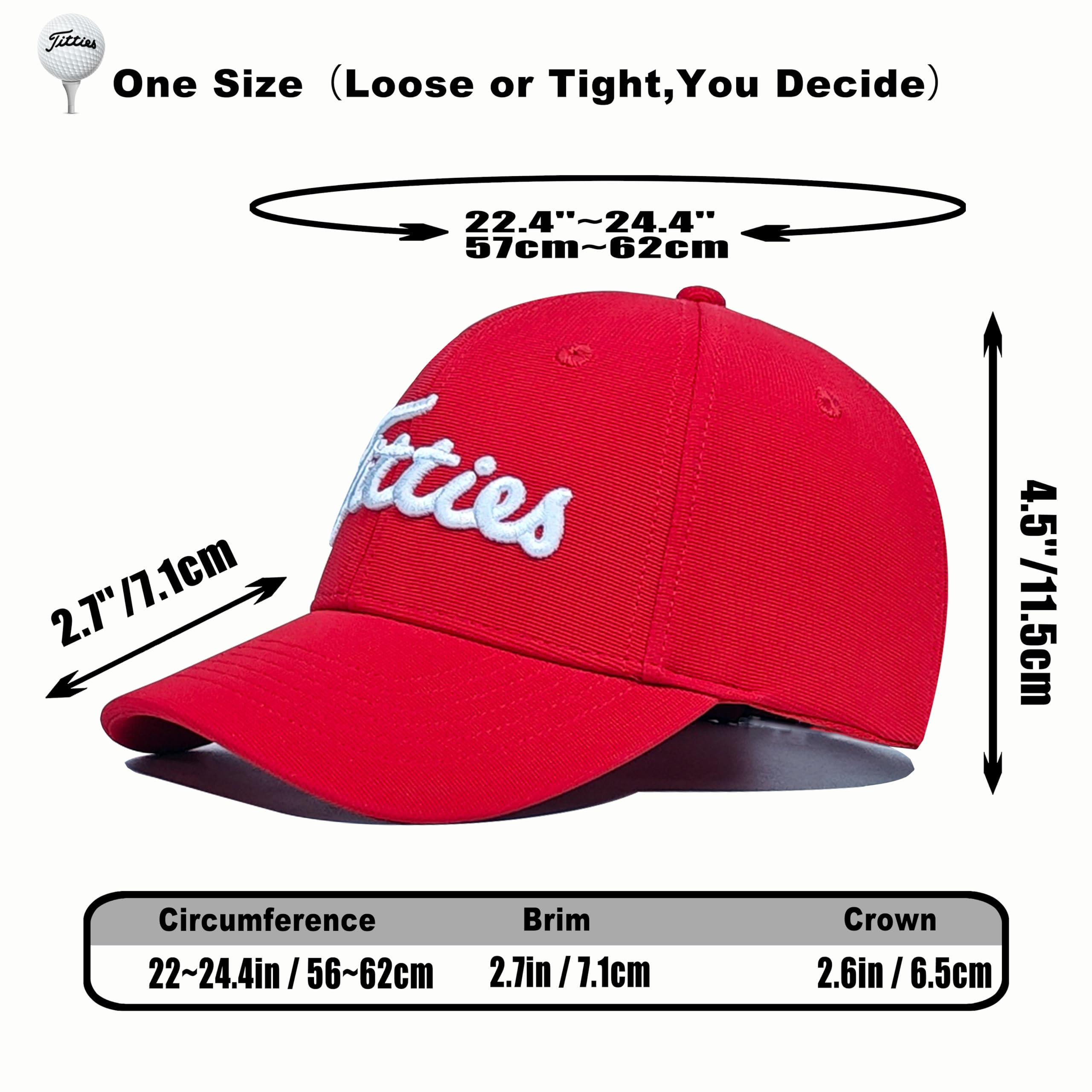 Bamveio Titties Hat Tittiess Golf Hats for Men Women,Funny Tittes Hat, Titliest Cap, Red and White