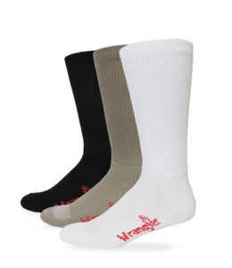 wrangler mens ultra dri non-binding seamless toe mid calf boot socks 3 pair