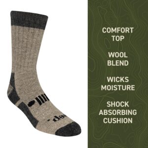 Jeep Men's Performance Wool Hiking Crew Socks-2 Pair Pack-Heavyweight Cushioned Comfort, Black, 8-12