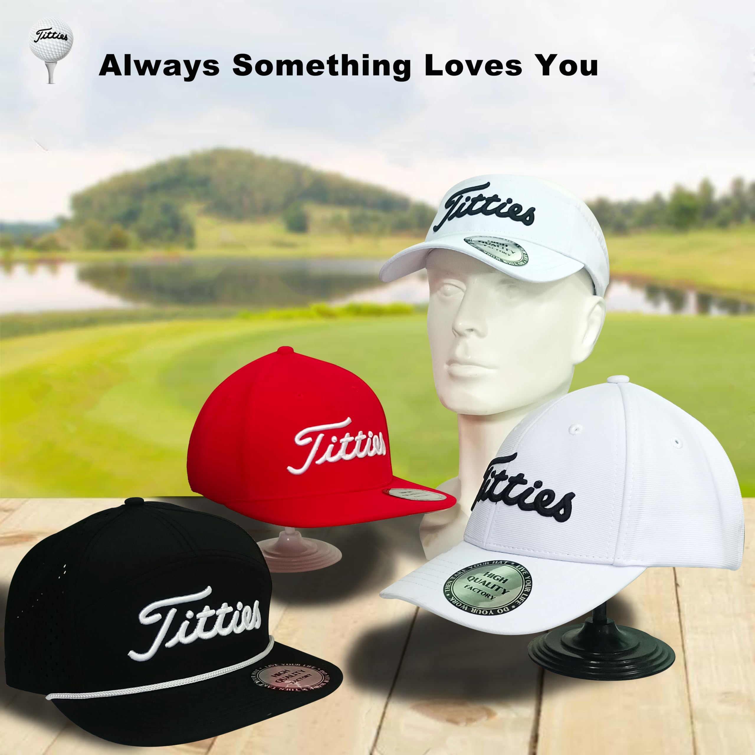 Bamveio Titties Hat Tittiess Golf Hats for Men Women,Funny Tittes Hat, Titliest Cap, Red and White