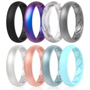 saco band silicone ring for women - 5.5mm width 1.8mm thick (black, galaxy a, marble, gun silver, pearl silver a, rose gold e, metallic blue c, sky blue i - size 10.5-11 (20.60mm))