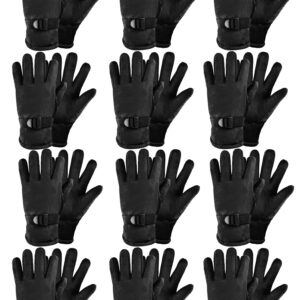 12 Pairs Kids Ski Gloves Winter Gloves Snow Gloves for Kids Waterproof Gloves Kids Warm Children Gloves Bulk (Black, 8-12 Years)