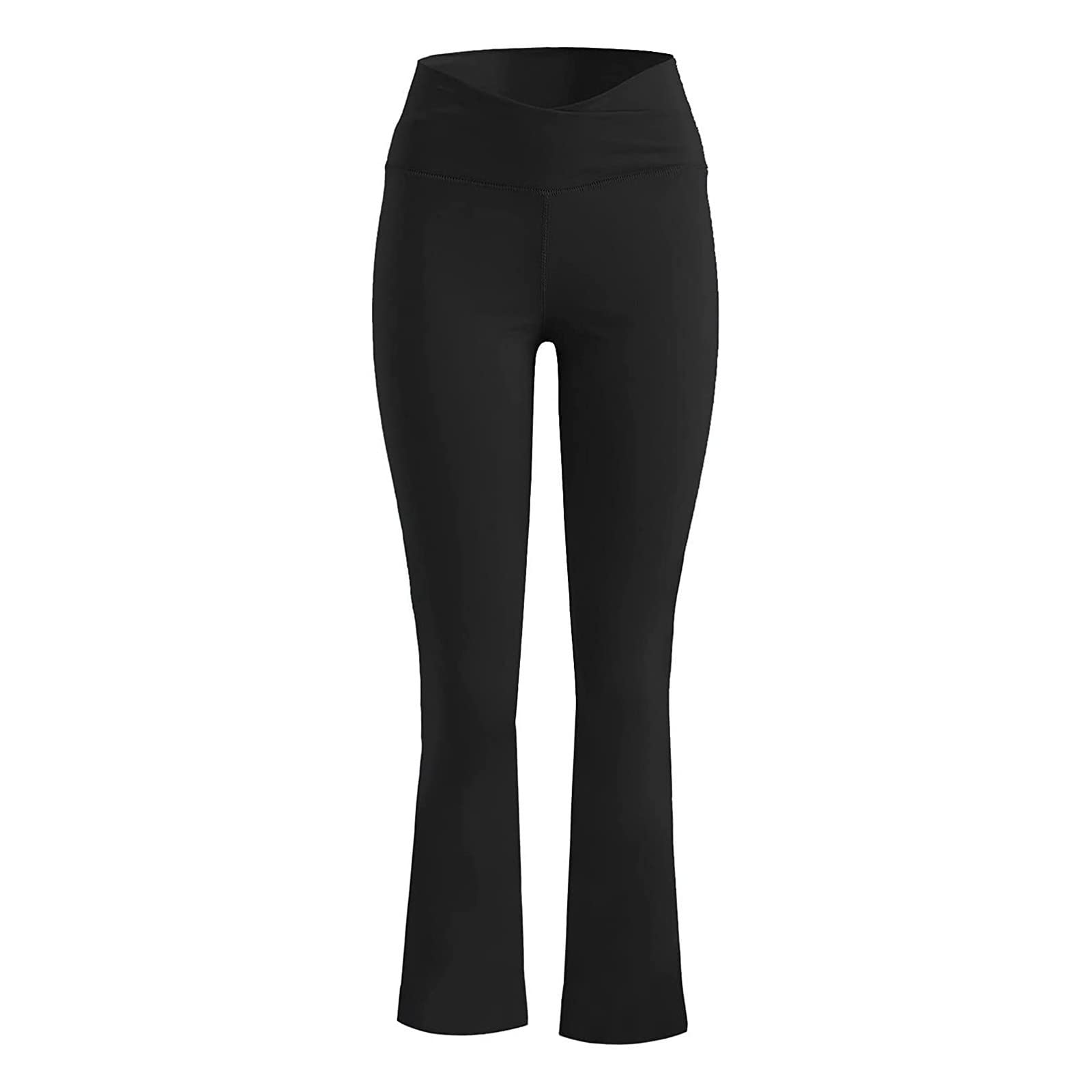 Lisapecia Flare Leggings for Women Buttery Soft Bell Bottom Bootcut Yoga Pants Crossover High Waisted Leggings Non See Through Full Length Tummy Control Athletic Workout Leggings(A-Black,Small)