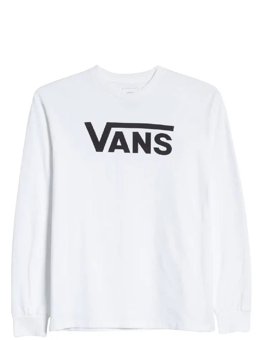 Vans Men's Long Sleeve Tee, (Left Chest Hit) White/Black, Size Medium