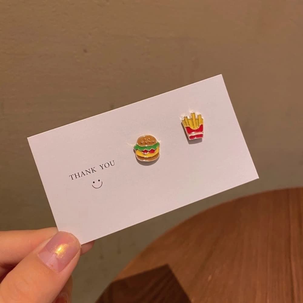 Cute Hamburgers French Fries Stud Earrings Sterling Silver Pins Cartoon Small Stud Earrings Statement Studs Lovely Ear Jewelry Gifts for Women Xmas