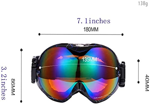 FRAHS Ski Goggles, Anti-Fog Snow Goggles with Double-Layer Lens & Extra Wide Elastic Band, Snowboard Goggles for Men & Women (Color : B, Size : 18 * 8.6CM)