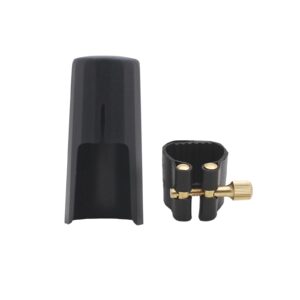 pu leather alto saxophone ligature clip fastener with saxophone mouthpiece plastic cap for alto sax saxophone