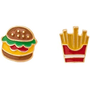 cute hamburgers french fries stud earrings sterling silver pins cartoon small stud earrings statement studs lovely ear jewelry gifts for women xmas