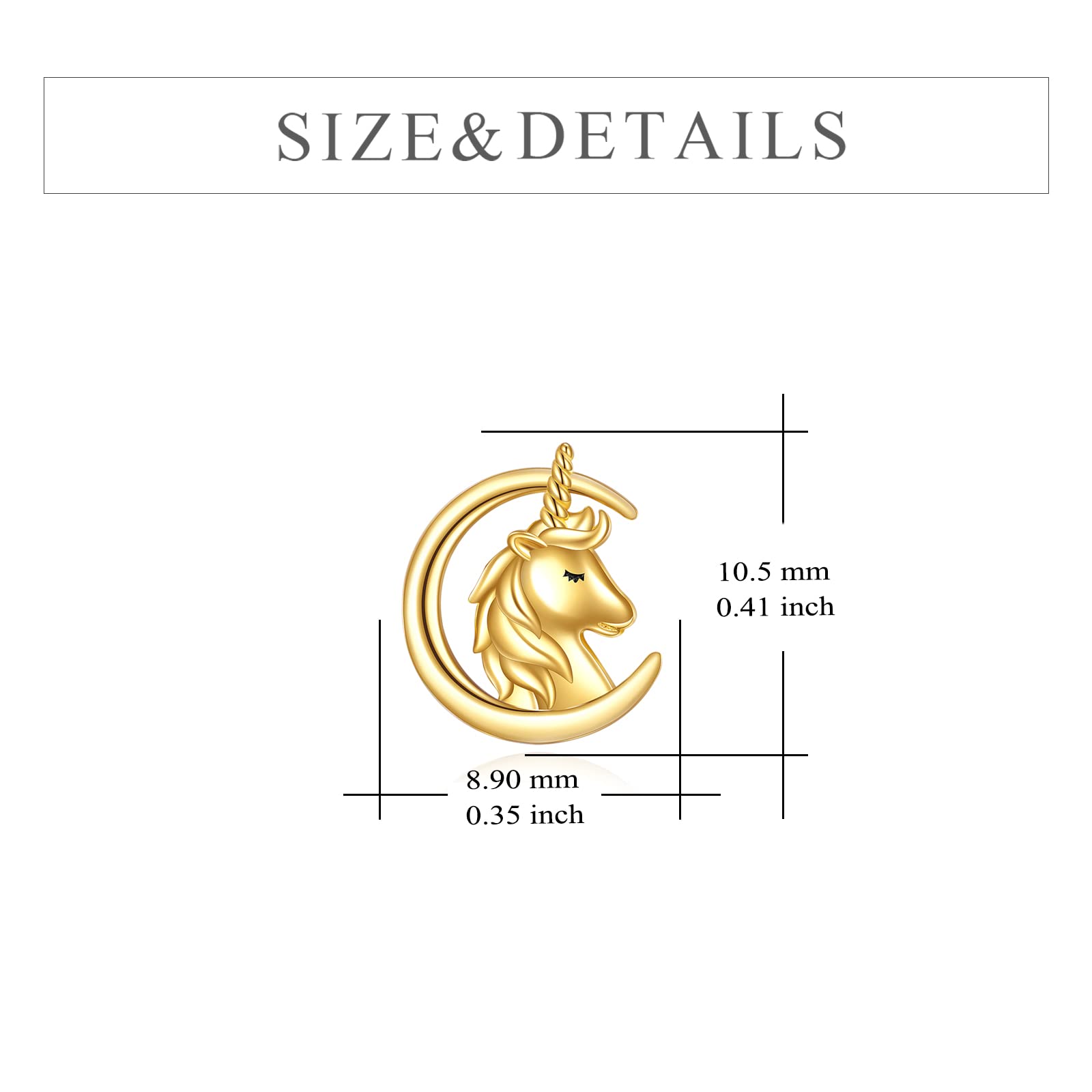 KECHO 14k Gold Unicorn Earrings Solid Gold Animal Moon Stud Earrings for Women Real Gold Jewelry Gifts for Her