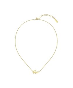 lacoste 2040044 jewelry crocodile women's ionic thin gold plated pendant necklace color: yellow gold