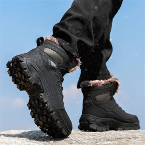 GEXECEUSS Hiking Boots for Mens Breathable Fur Lined Ankle Boots Winter Anti-Slip Snow Boots for Outdoor Backpacking Trekking Walking Trails