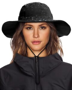 womens winter waterproof bucket hat warm fleece lined rain hat upf50+ mens outdoor adventure research hiking safari cap black