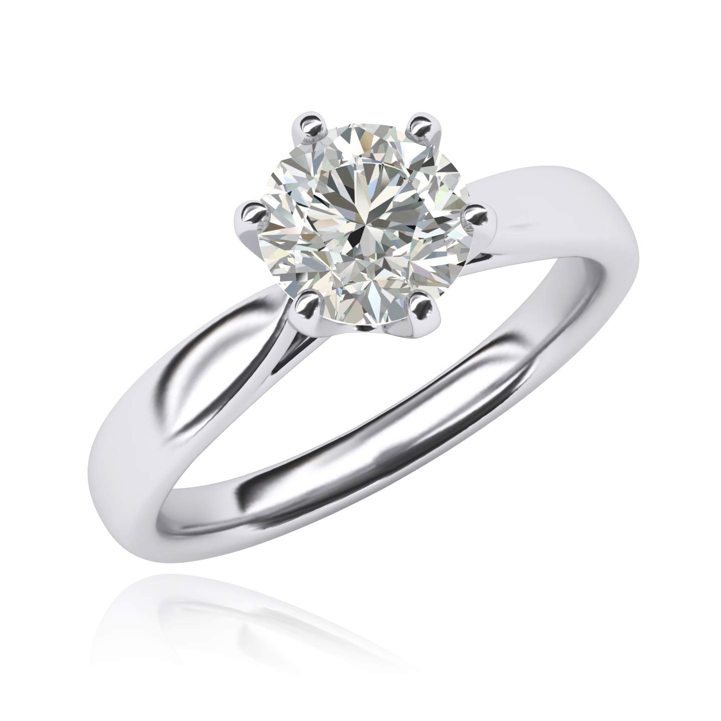 Sterling Silver 2.0 CT Classic 6-Prong Solitaire Genuine Moissanite Engagement Ring Promise Bridal Wedding Ring (6)