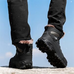 GEXECEUSS Hiking Boots for Mens Breathable Fur Lined Ankle Boots Winter Anti-Slip Snow Boots for Outdoor Backpacking Trekking Walking Trails