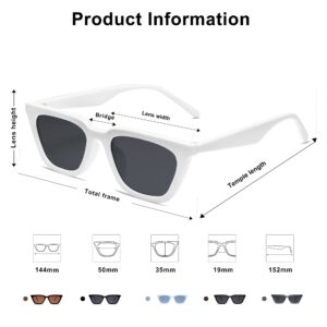 SOJOS Polarized Narrow Square Cateye Sunglasses for Women Retro Trendy Driving Glasses SJ2169 with White Frame/Grey Lens…