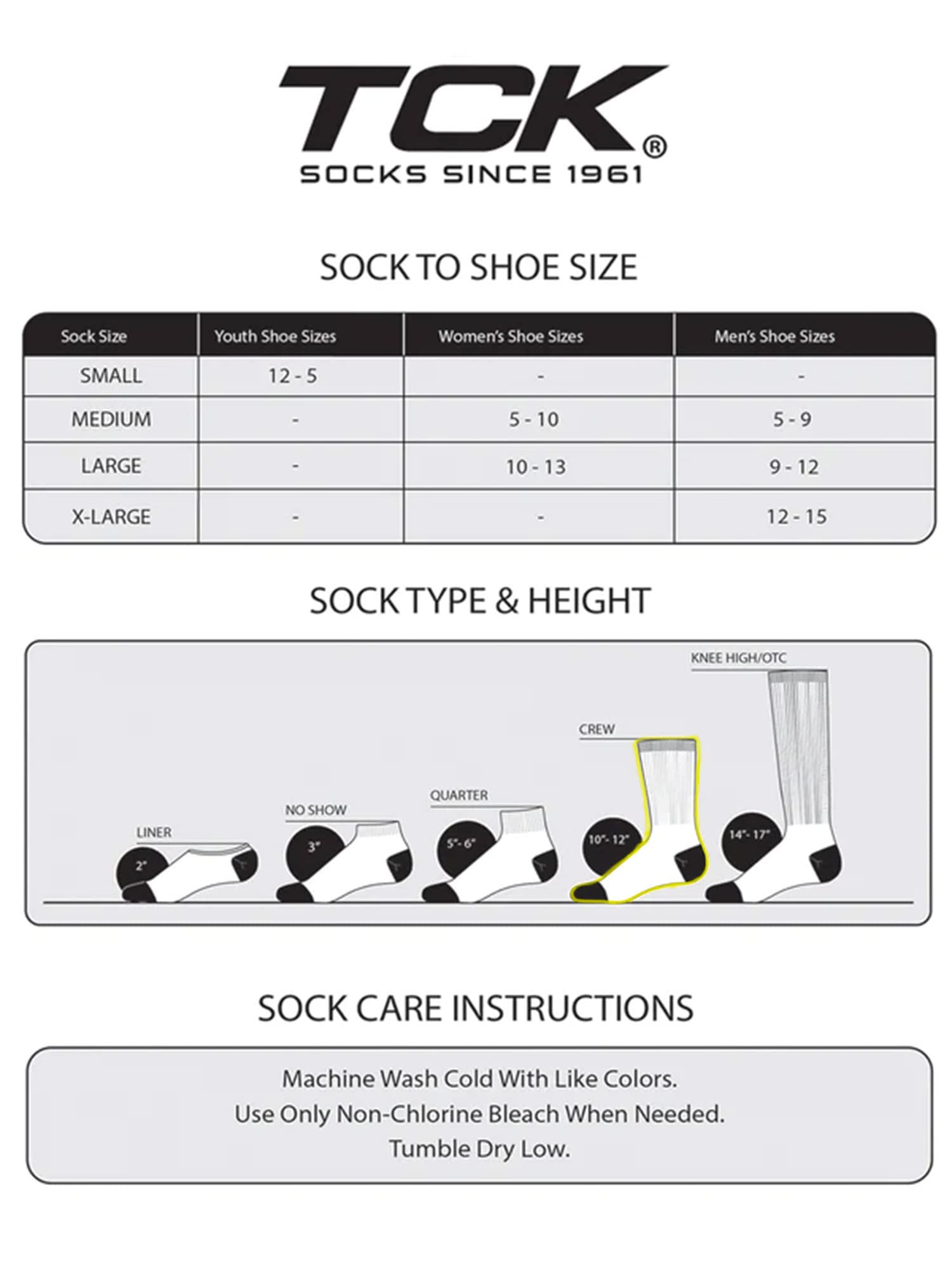 TCK 12 Pairs Work & Athletic Crew Socks (12 Pairs-Black, Large)