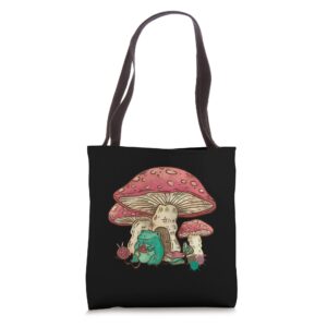 frog knitting mushroom relax crochet tote bag