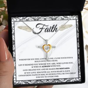 Confirmation Gifts For Teenage Girl, Friend, Family, Sterling Silver, 14K Gold Cross Necklace, First Communion Gifts for Girls, Faith, Love, Religious Gifts for Women, Gold Plated, Cubic Zirconia