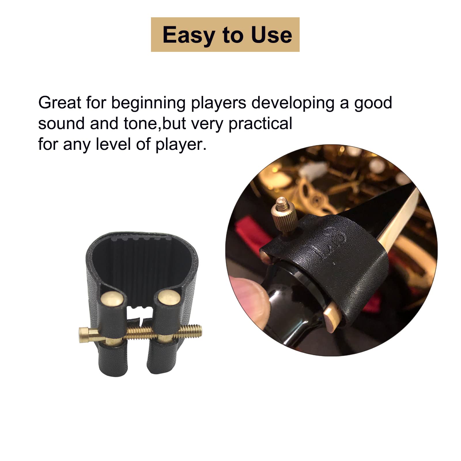 Bb Clarinet Leather Ligature and Plastic Clarinet Mouthpiece Cap Ligature Fastener Mouthpiece Cover for Clarinet