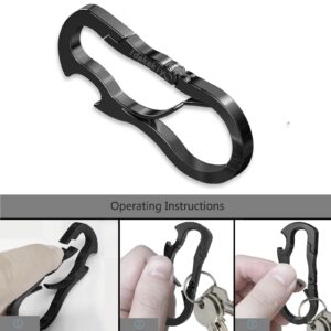 Idakekiy Stylish Carabiner Keychain Zinc Alloy Key Chain Bottle Opener (Black)