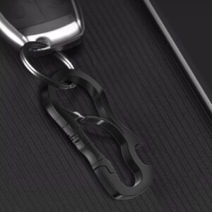 Idakekiy Stylish Carabiner Keychain Zinc Alloy Key Chain Bottle Opener (Black)