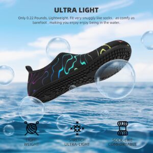 Water Socks for Women Men Adult Aqua Swim Shoes Beach River Pool Barefoot Yoga Exercise Wear Sport Accessories Quick-Dry Must Haves Size 10-11Women/9-10Men(N-Laser Stripe)