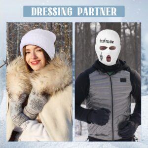 Winter Ski Mask for Men 3 Hole Balaclava Face Mask Full Face Mask Knitted Ski Mask Beanie Full Face Cover for Men Women Sport (White)