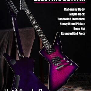 WestCreek Revenge Solid Body Electric Guitar, Heavy Metal Guitar, Right Handed, Alnico Humbucker Pickups, Rounded End Jumbo Frets, Bone nut, Rosewood Fretboard, Mahogany Body Purple