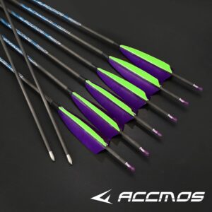 1000 Spine Arrow 32 Inch Arrow Target Practice Arrow Hunting Arrow Carbon Arrows Compound Bow Recurve Bow Adult Youth Archery Indoor Outdoor Shooting Bullet Field Tip 6pc Green