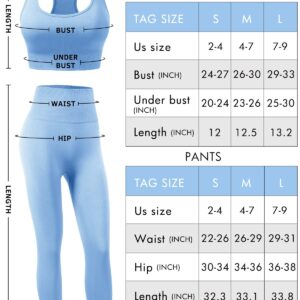 NOVA ACTIVE Workout Sets for Women 2 Piece High Waisted Seamless Leggings with Padded Stretchy Sports Bra Sets Yoga Outfit Jogging Gym Clothes(N007S-Blue)