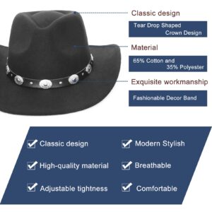 GEMVIE Cowboy Hat for Men Womens Classic Crushable Roll Up Brim Cowboy Hat Belt Buckle Western Cowboy Cowgirl Hat