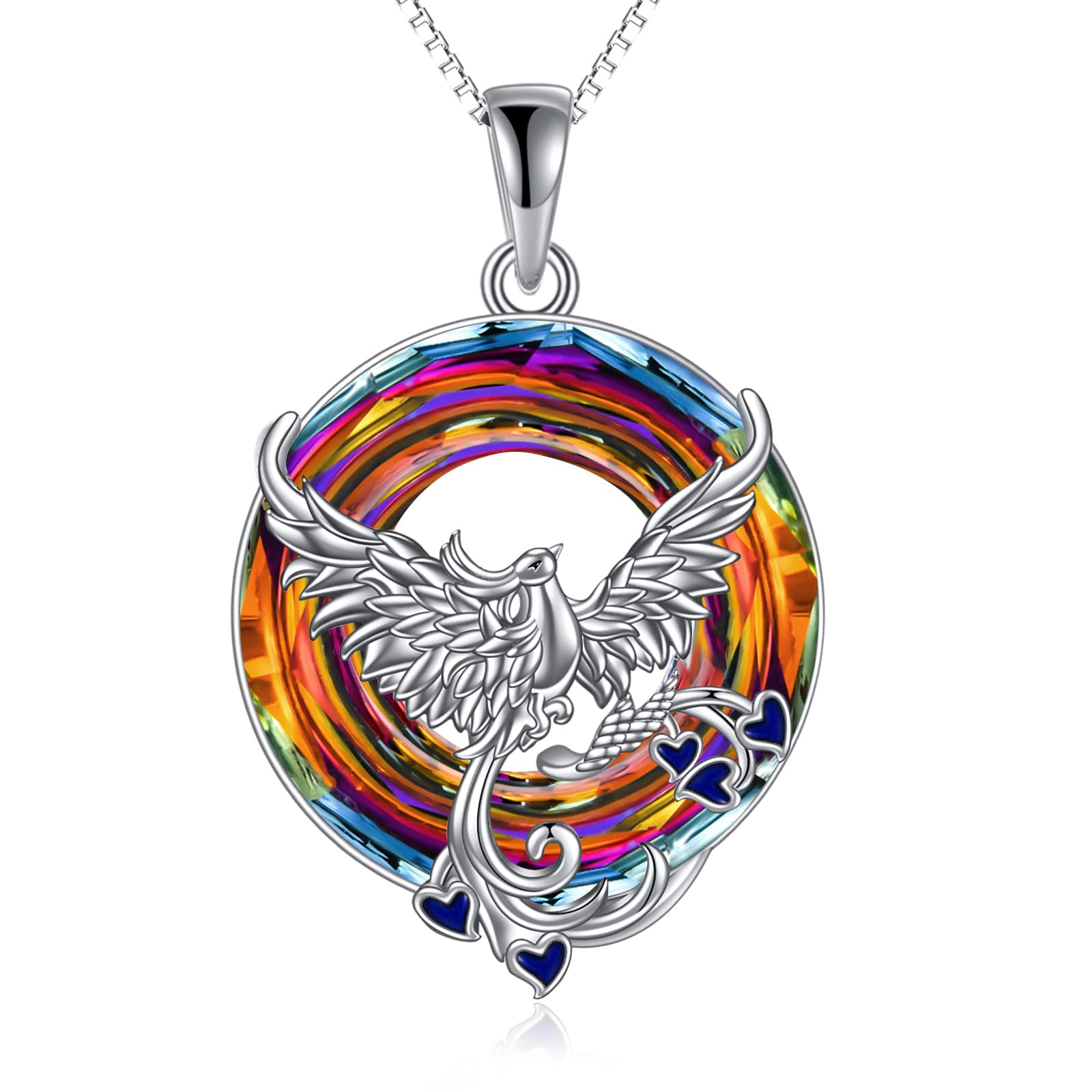 WINNICACA Sterling Silver Phoenix Necklace for Women Phoenix Jewelry Volcanic Crystal Pendant Phoenix Christmas Gifts for Phoenix Lover Birthday Gifts