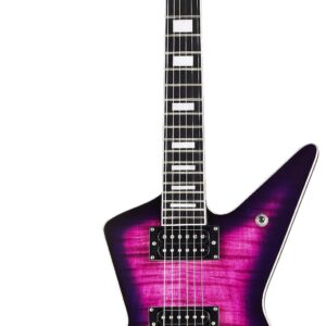 WestCreek Revenge Solid Body Electric Guitar, Heavy Metal Guitar, Right Handed, Alnico Humbucker Pickups, Rounded End Jumbo Frets, Bone nut, Rosewood Fretboard, Mahogany Body Purple