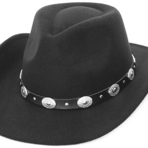 GEMVIE Cowboy Hat for Men Womens Classic Crushable Roll Up Brim Cowboy Hat Belt Buckle Western Cowboy Cowgirl Hat