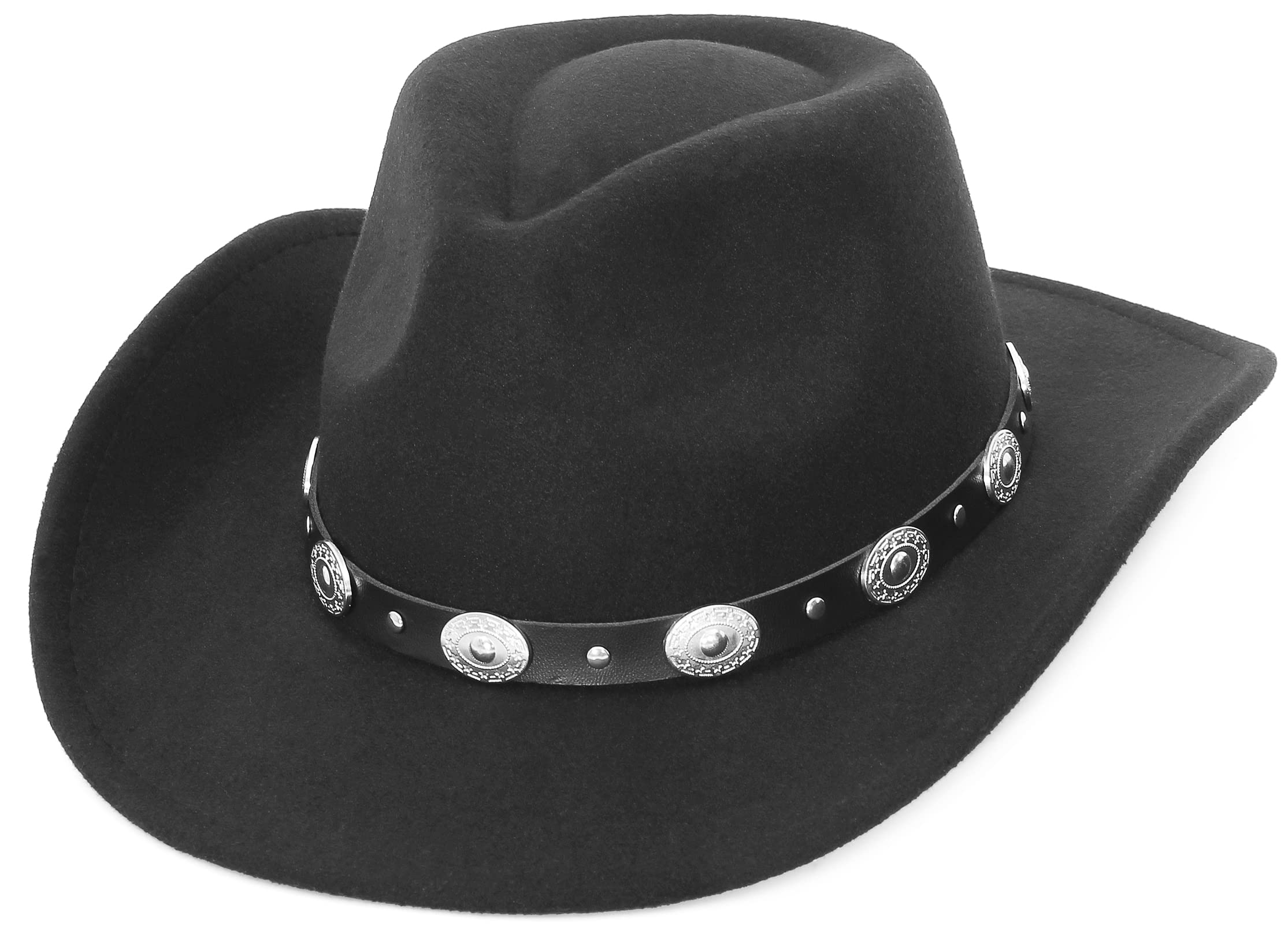 GEMVIE Cowboy Hat for Men Womens Classic Crushable Roll Up Brim Cowboy Hat Belt Buckle Western Cowboy Cowgirl Hat