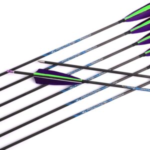 1000 spine arrow 32 inch arrow target practice arrow hunting arrow carbon arrows compound bow recurve bow adult youth archery indoor outdoor shooting bullet field tip 6pc green